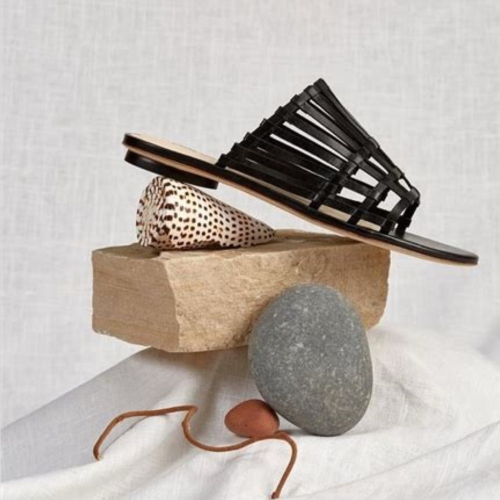 CULT GAIA Women's Zoe Leather Cage Sandals In Black Sz 39